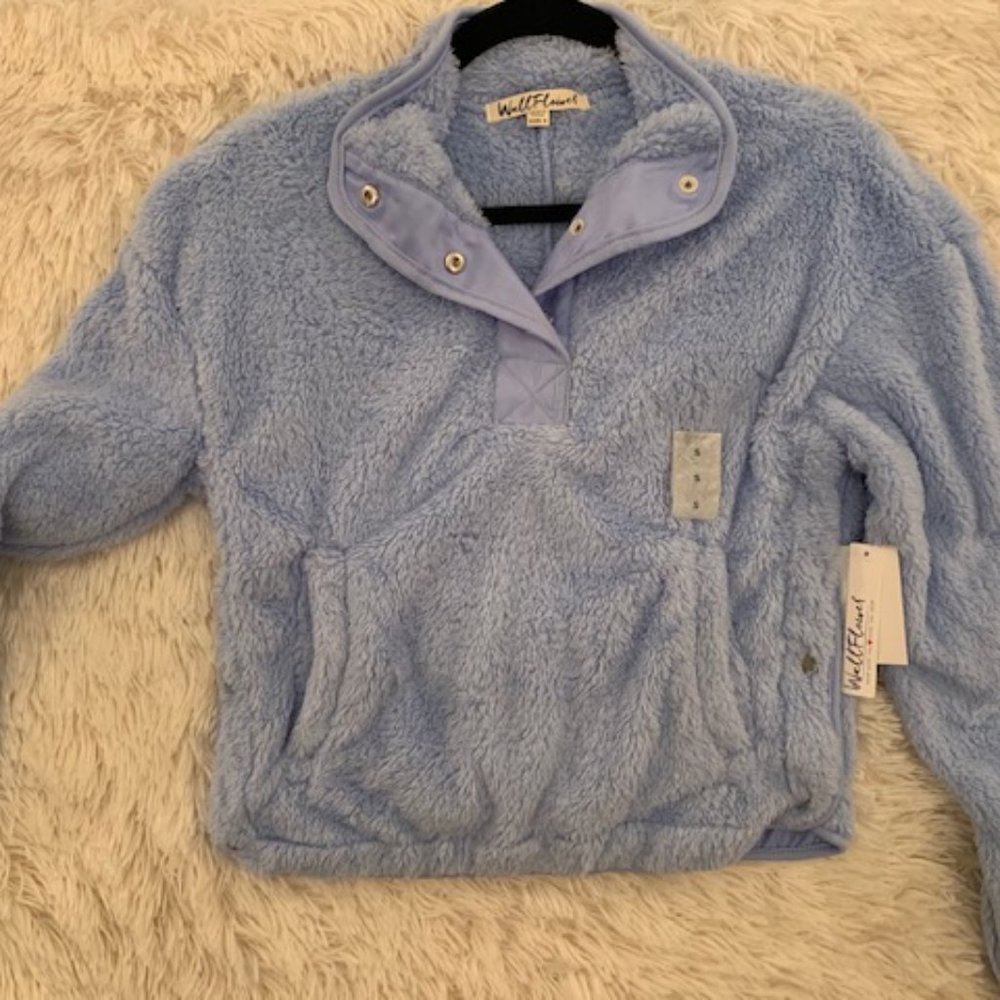 Wallflower Fluffy Pullover in Carolina Blue